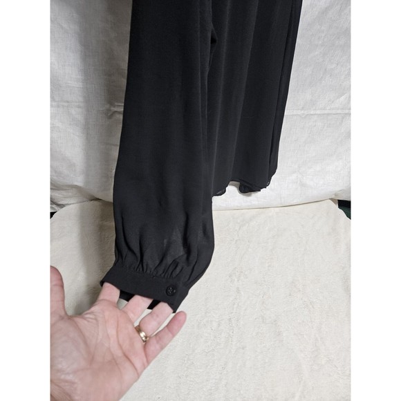 Loft Womens Black Chiffon Blouse With Lace‎ Inset, Long Sleeve Size XL - Picture 9 of 9